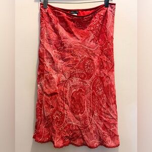 Vibrant Red Paisley Pencil Skirt